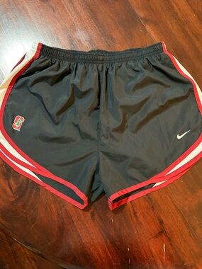 Nike Women’s Black Athletic Shorts with Red and White Trim